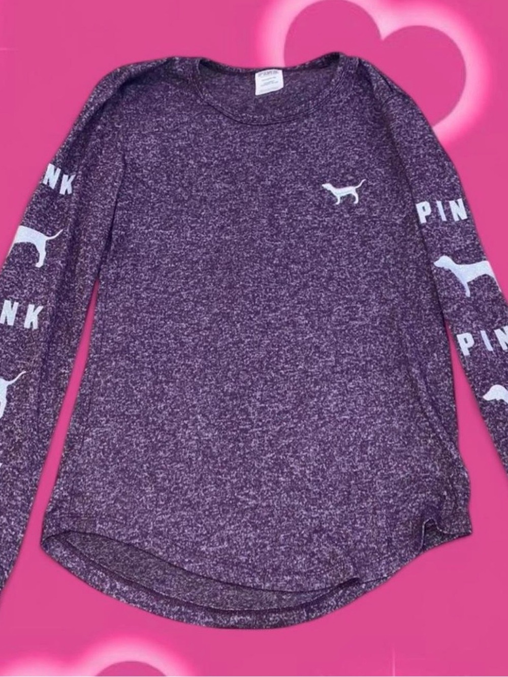 PINK Victoria's Secret Purple Marled Long Sleeve Tee with Logo